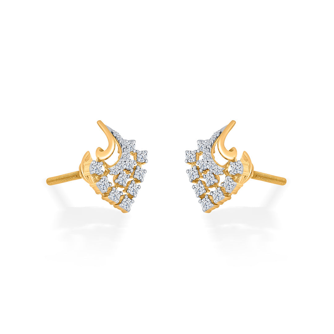 Starburst Swirl Diamond & Gold Stud Earrings for Women