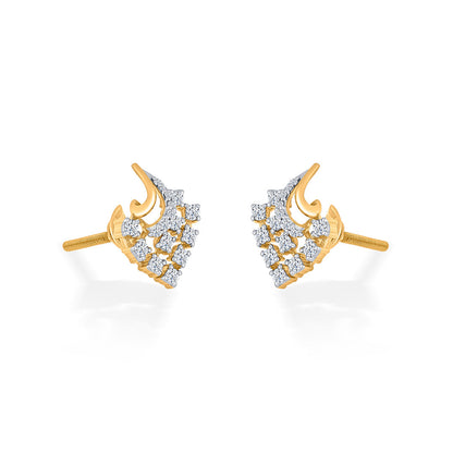 Starburst Swirl Diamond & Gold Stud Earrings for Women