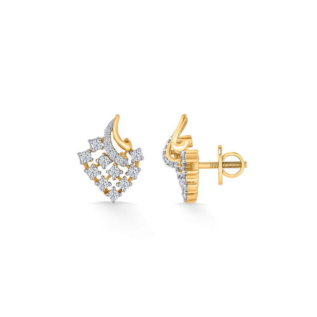 Starburst Swirl Diamond & Gold Stud Earrings for Women