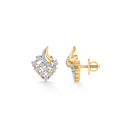 Starburst Swirl Diamond & Gold Stud Earrings for Women
