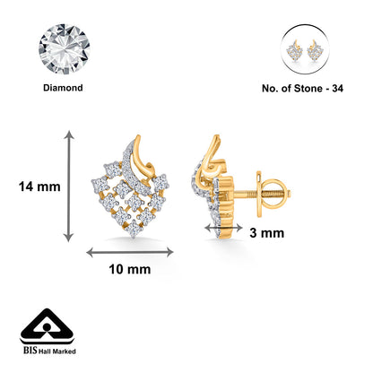 Starburst Swirl Diamond & Gold Stud Earrings for Women