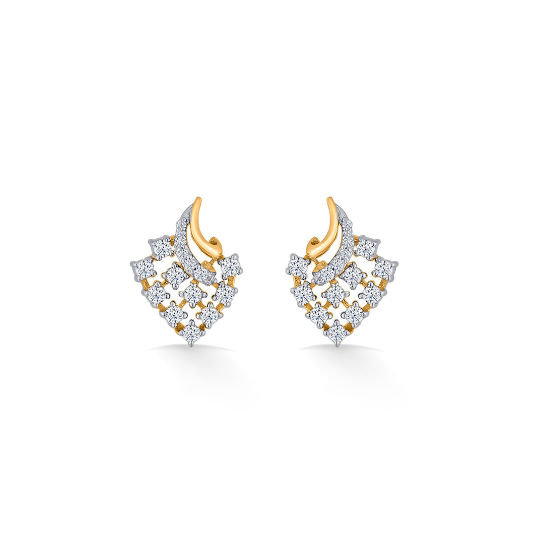 Starburst Swirl Diamond & Gold Stud Earrings for Women