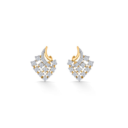 Starburst Swirl Diamond & Gold Stud Earrings for Women