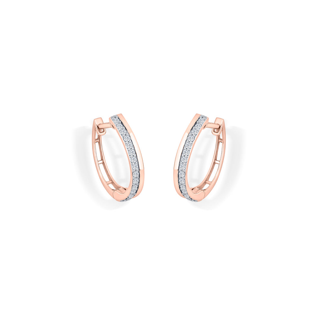 Dual Strand Diamond & Gold Hoops & Huggies Earrings for Women