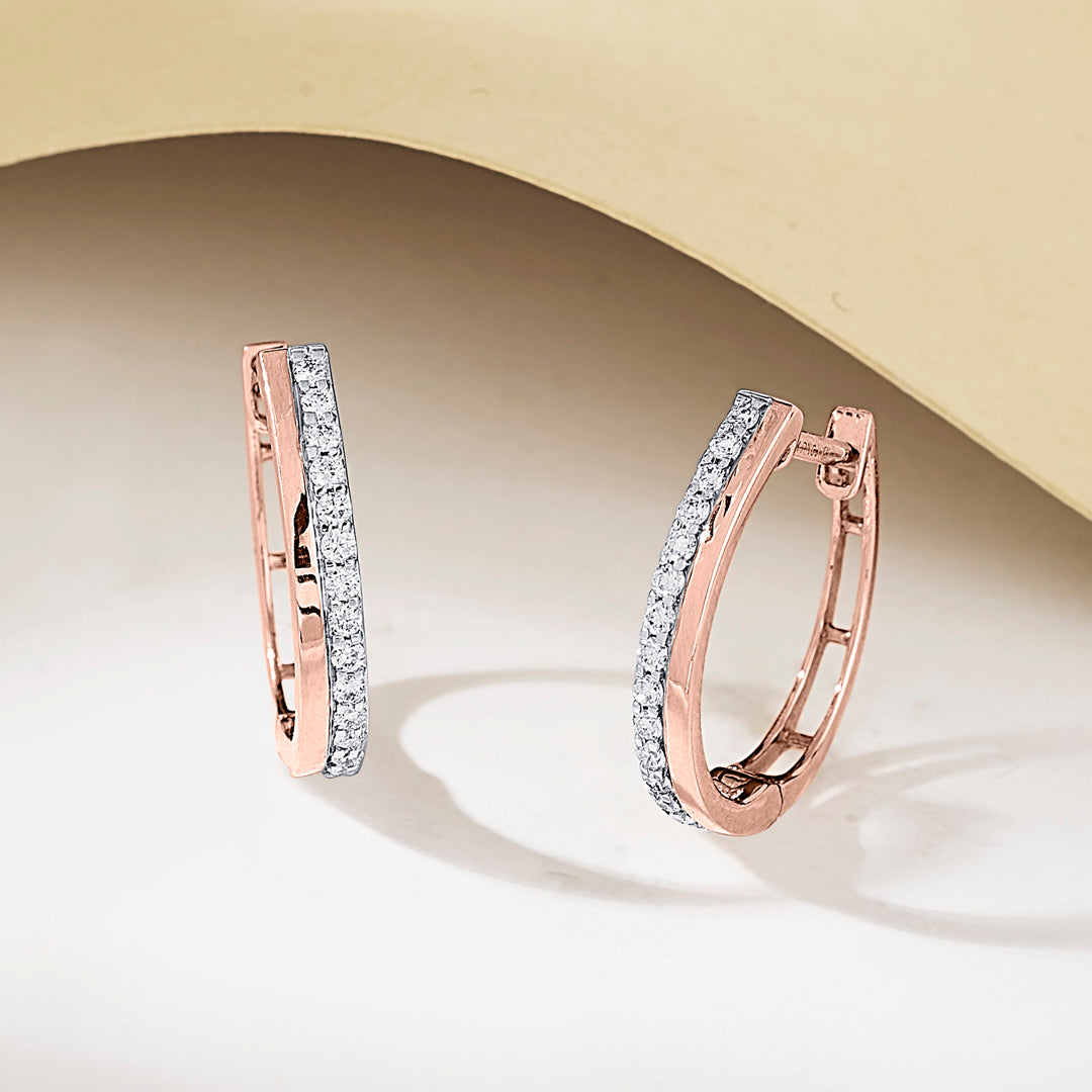 Dual Strand Diamond & Gold Hoops & Huggies Earrings for Women