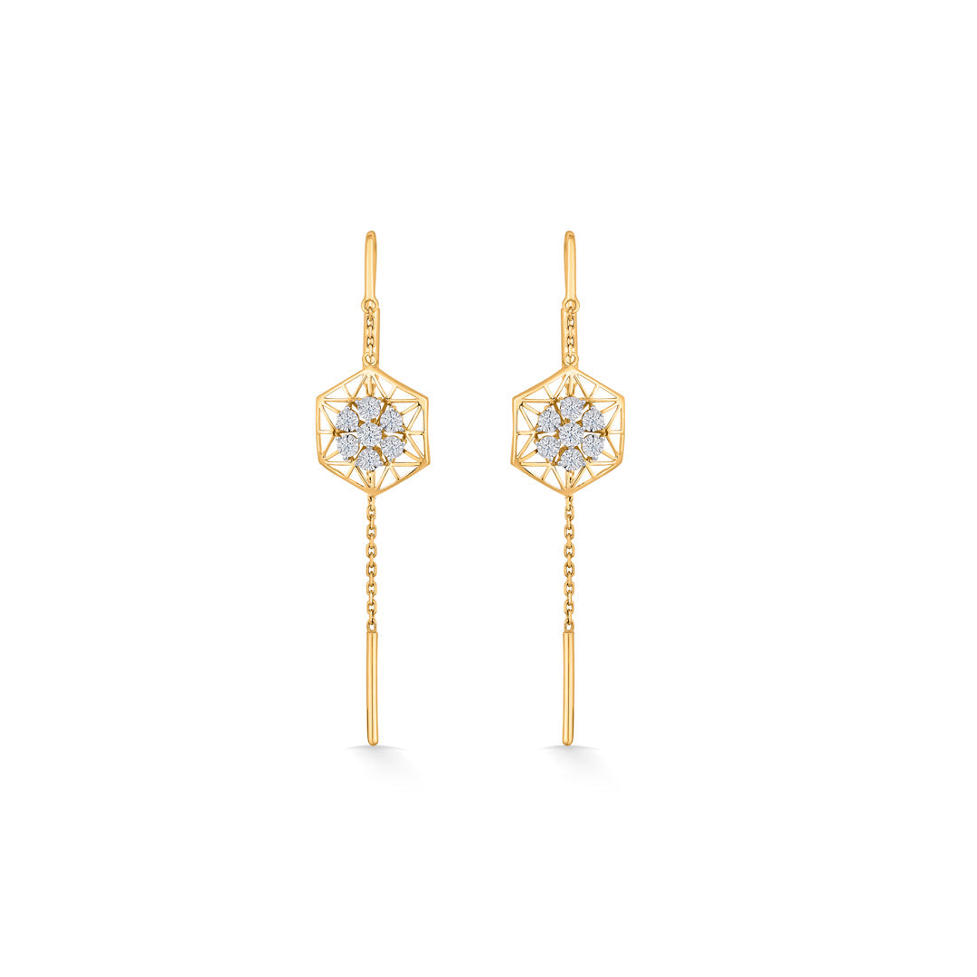 Bloom Luxe Diamond & Gold Sui Dhaga Earrings for Women