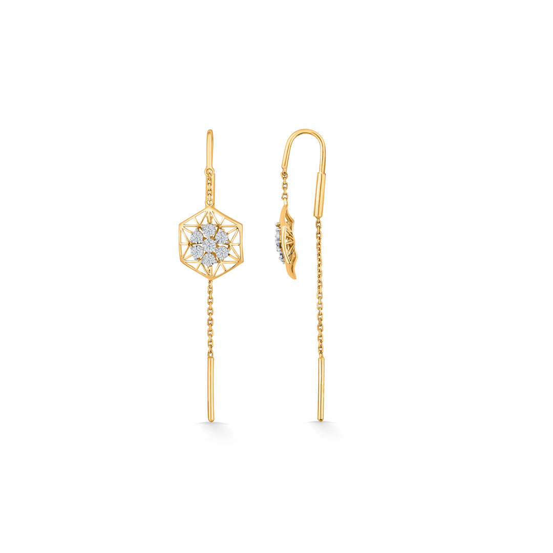 Bloom Luxe Diamond & Gold Sui Dhaga Earrings for Women