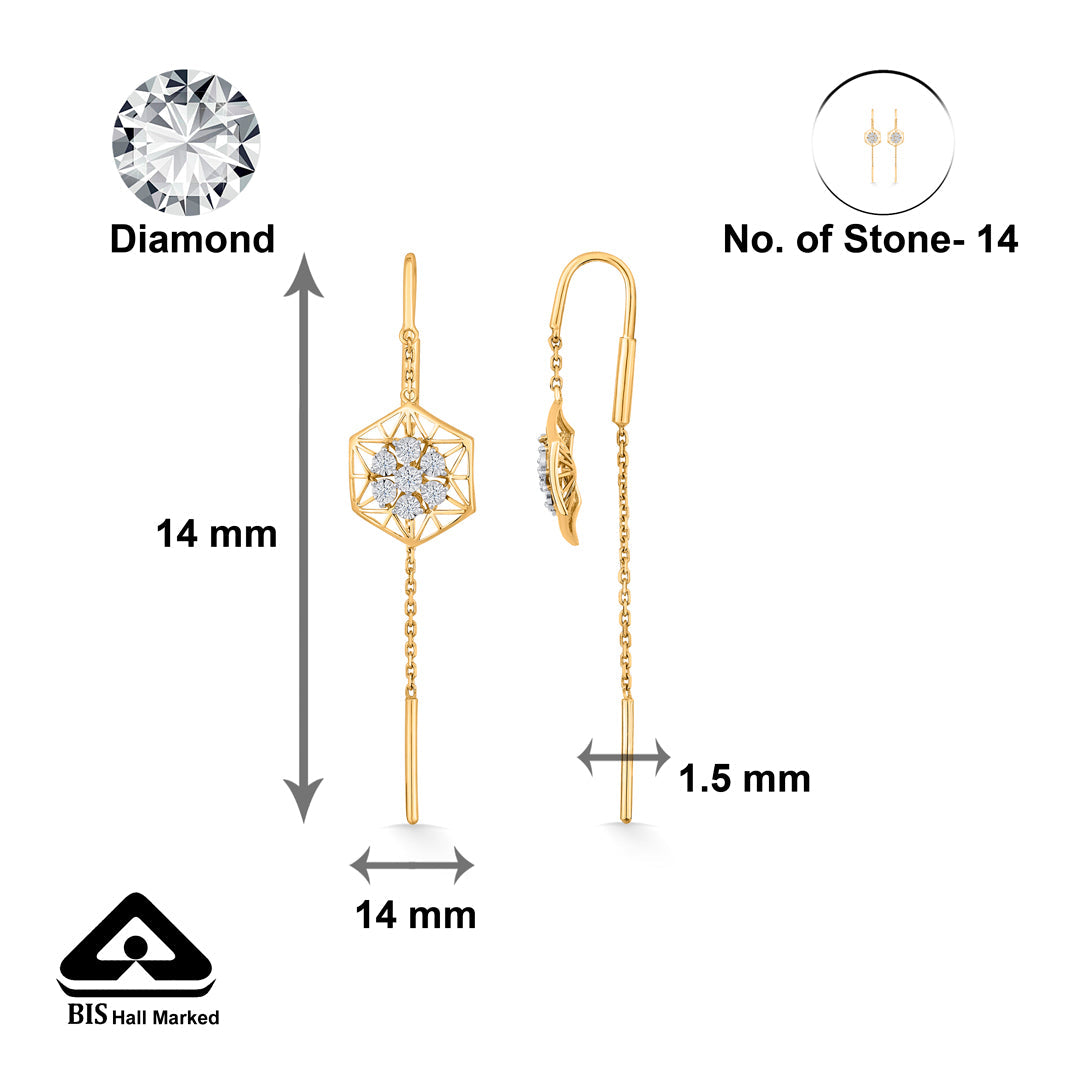 Bloom Luxe Diamond & Gold Sui Dhaga Earrings for Women