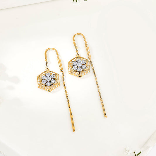 Bloom Luxe Diamond & Gold Sui Dhaga Earrings for Women