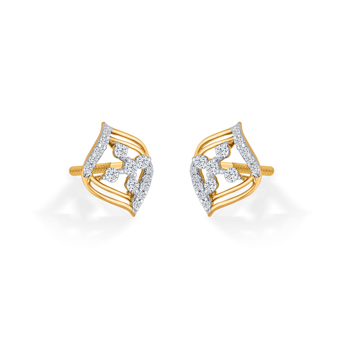 Crystal Bloom Diamond & Gold Stud Earrings for Women
