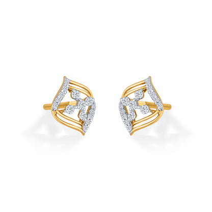 Crystal Bloom Diamond & Gold Stud Earrings for Women