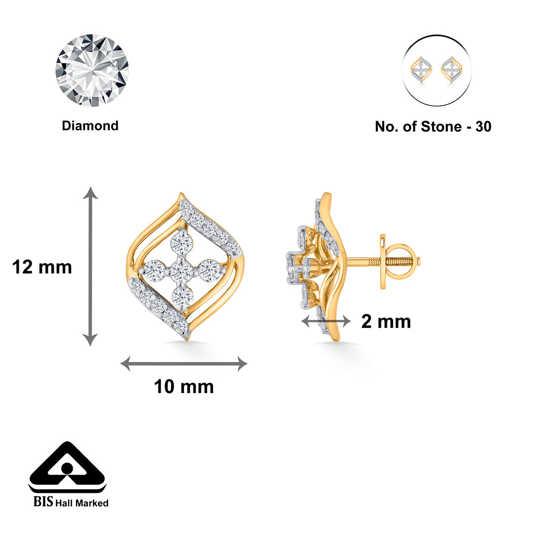 Crystal Bloom Diamond & Gold Stud Earrings for Women