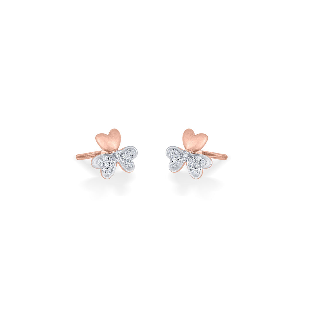 Trio Bloom Diamond & Gold Stud Earrings for Women