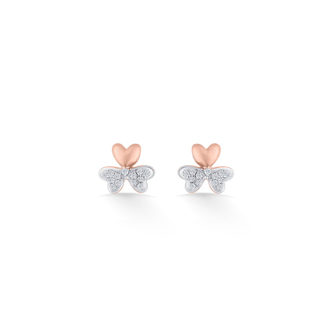 Trio Bloom Diamond & Gold Stud Earrings for Women