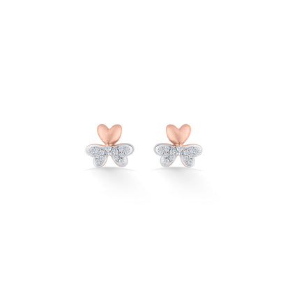 Trio Bloom Diamond & Gold Stud Earrings for Women