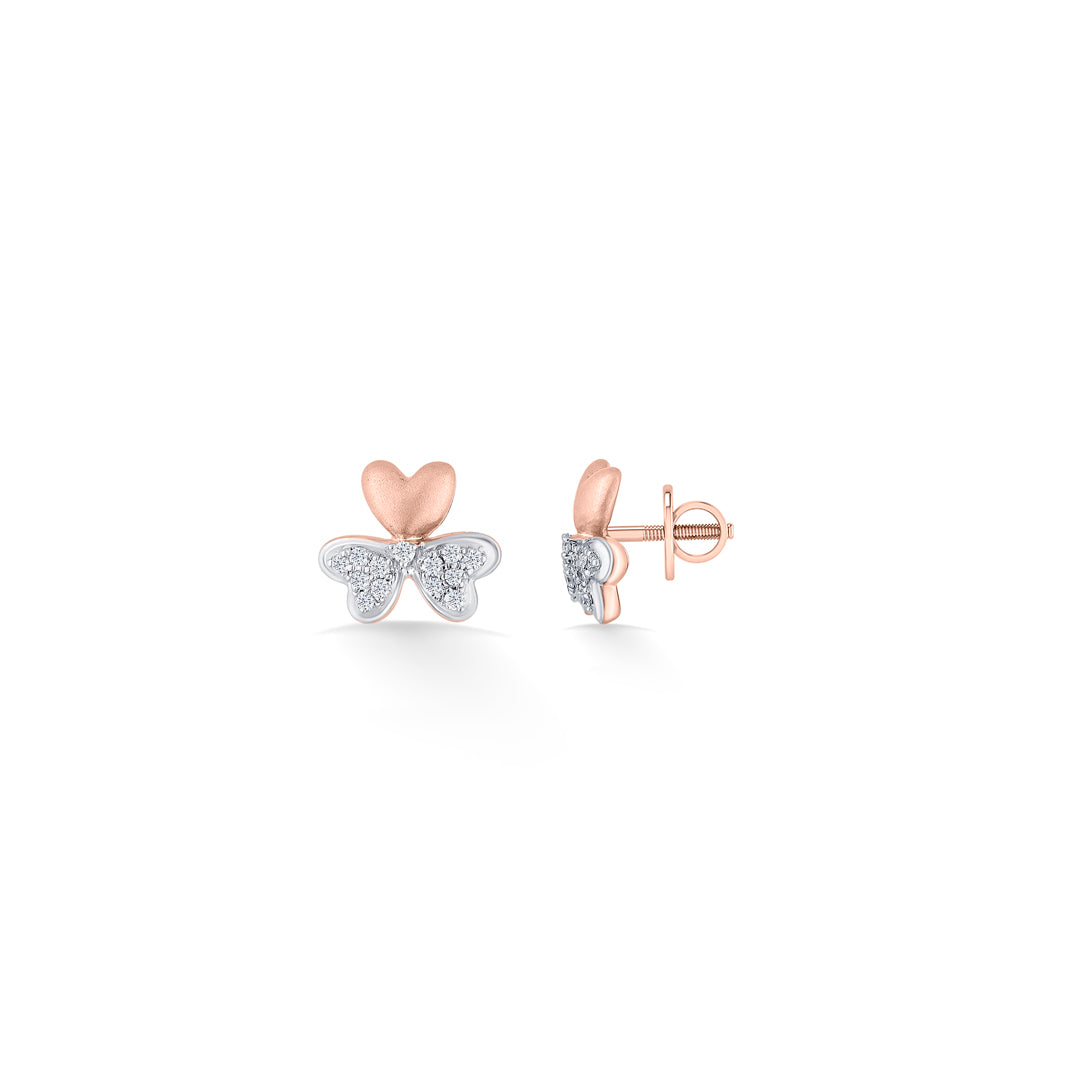 Trio Bloom Diamond & Gold Stud Earrings for Women