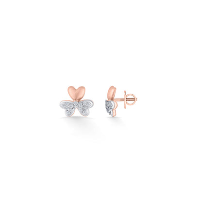 Trio Bloom Diamond & Gold Stud Earrings for Women