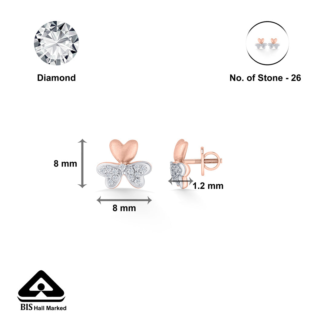 Trio Bloom Diamond & Gold Stud Earrings for Women