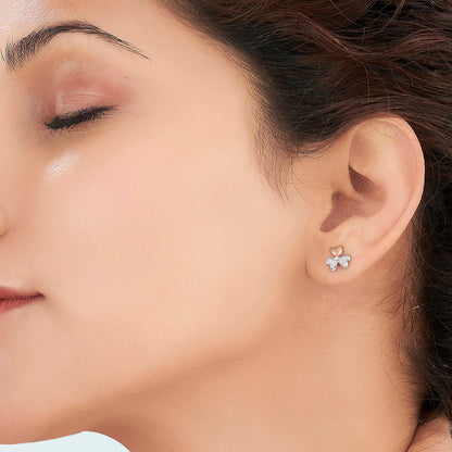 Trio Bloom Diamond & Gold Stud Earrings for Women