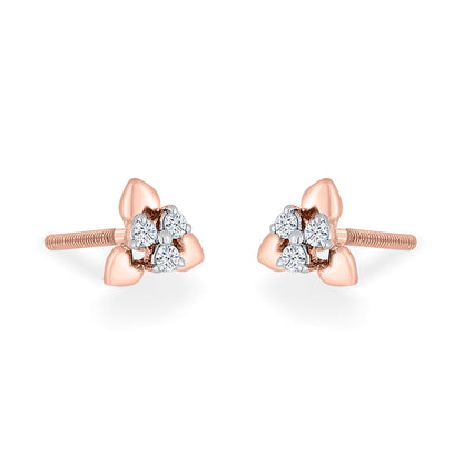 Trio Buds Diamond & Gold Stud Earrings for Women