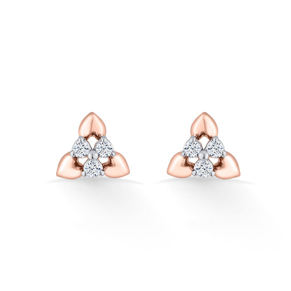Trio Buds Diamond & Gold Stud Earrings for Women