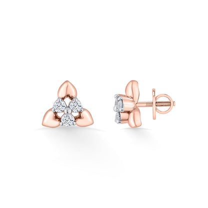 Trio Buds Diamond & Gold Stud Earrings for Women