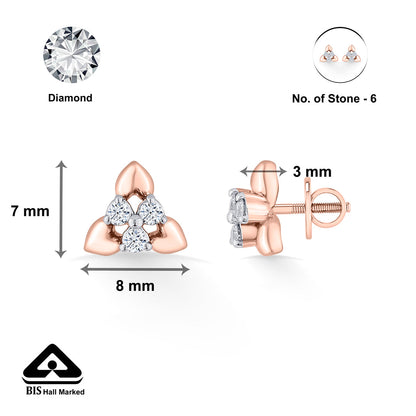 Trio Buds Diamond & Gold Stud Earrings for Women