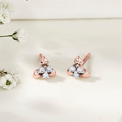 Trio Buds Diamond & Gold Stud Earrings for Women