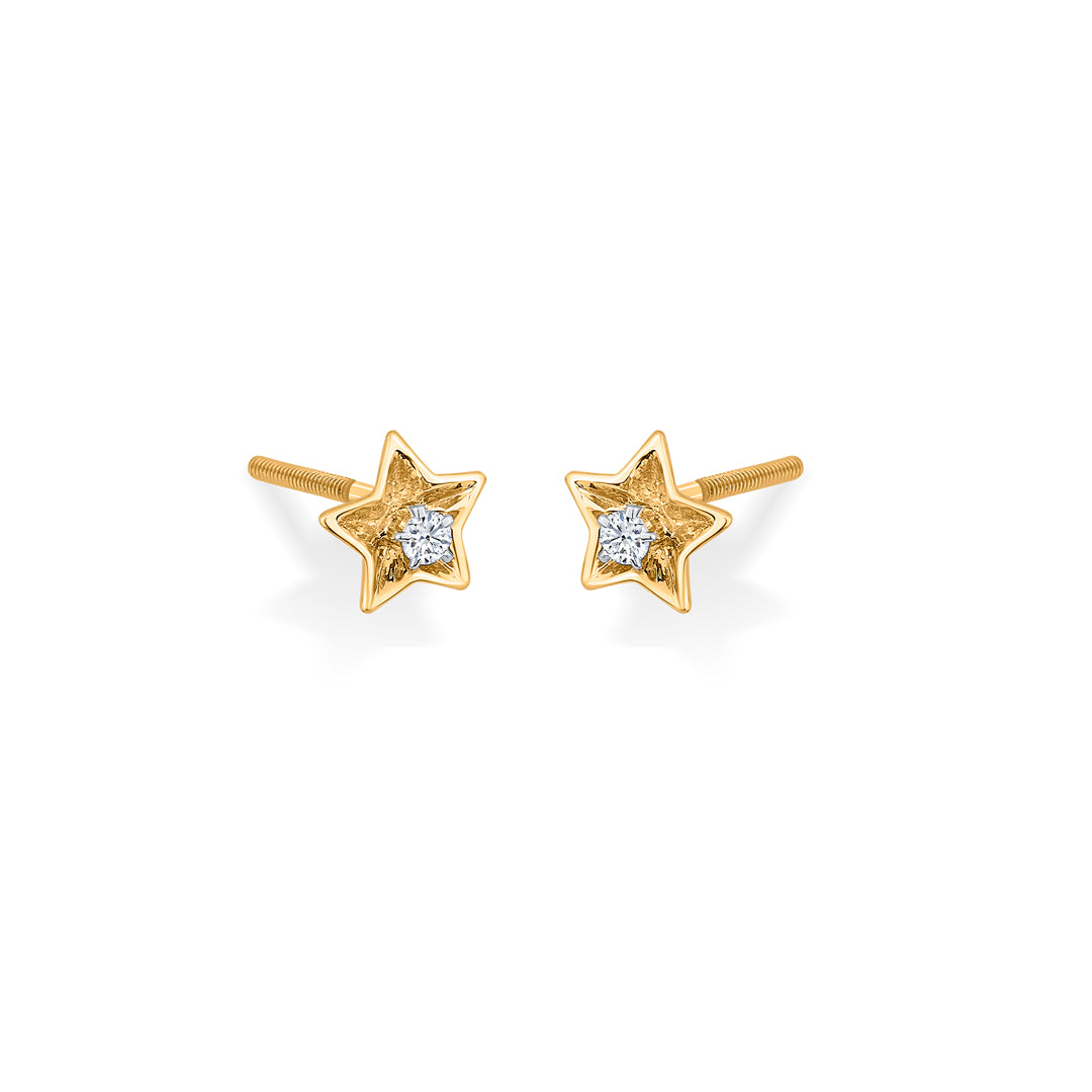 Stellar Charm Diamond & Gold Stud Earrings for Women