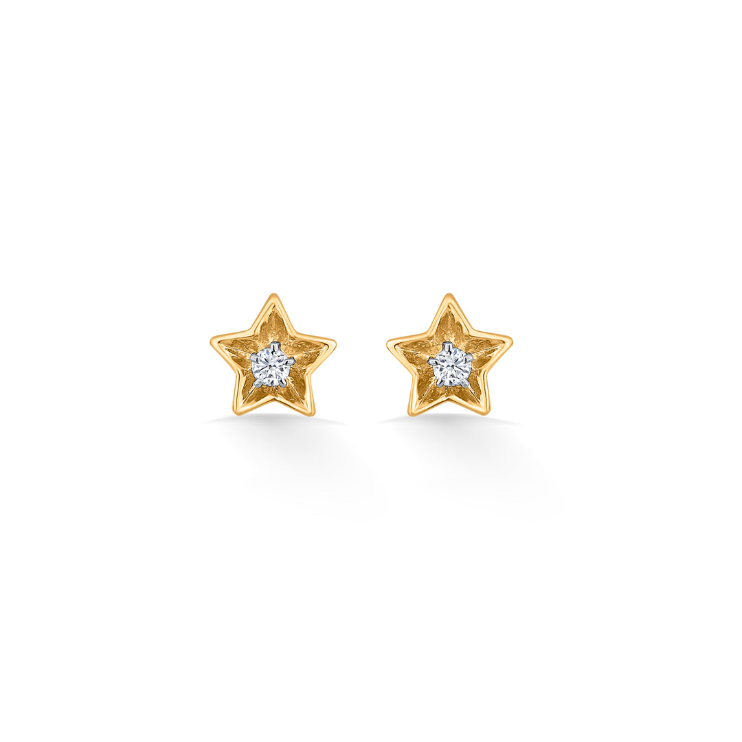 Stellar Charm Diamond & Gold Stud Earrings for Women