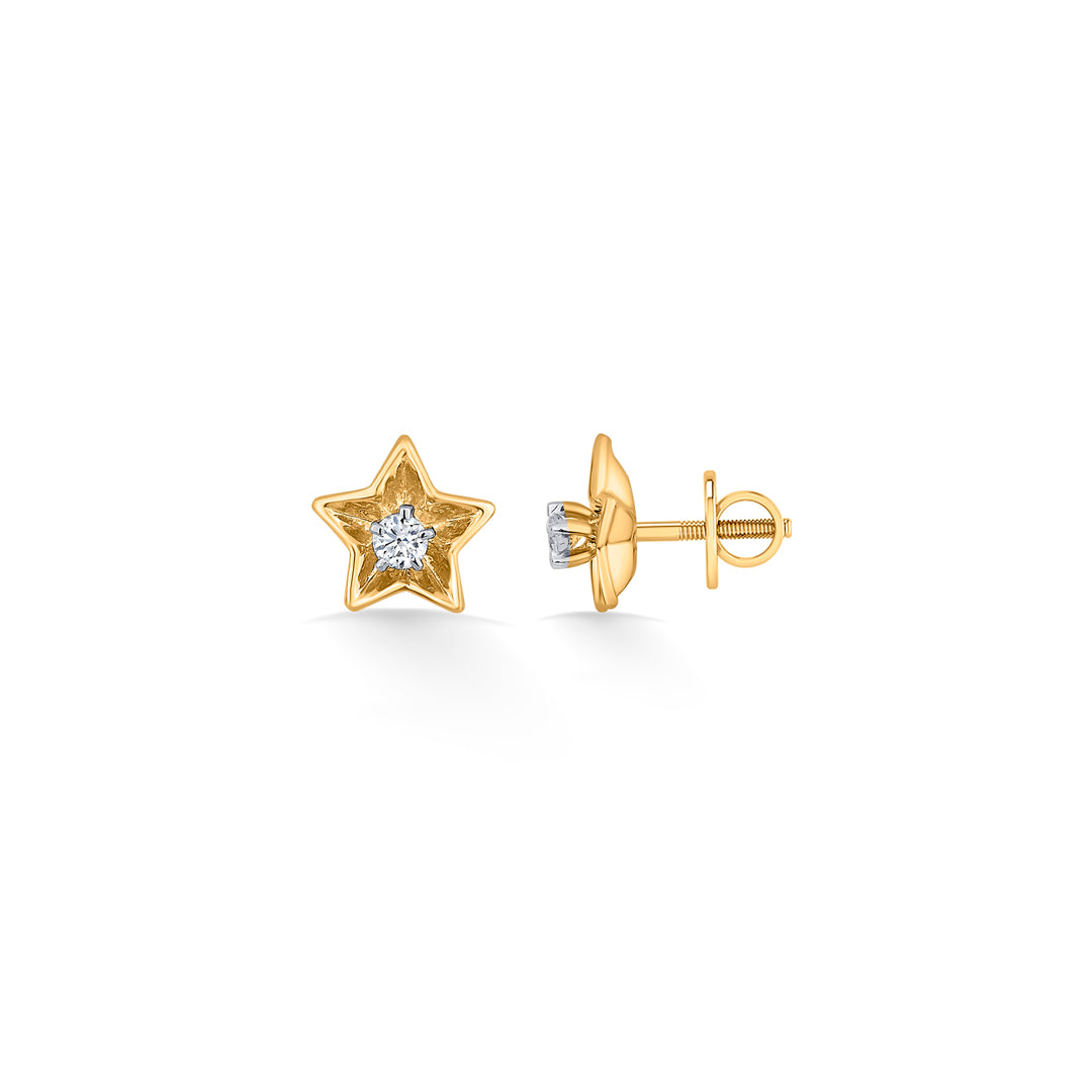 Stellar Charm Diamond & Gold Stud Earrings for Women