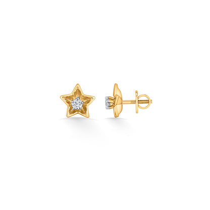 Stellar Charm Diamond & Gold Stud Earrings for Women