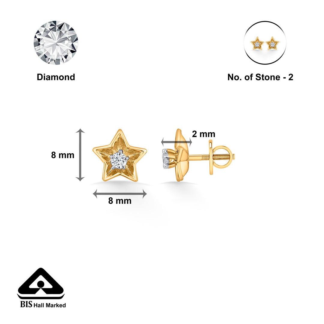 Stellar Charm Diamond & Gold Stud Earrings for Women