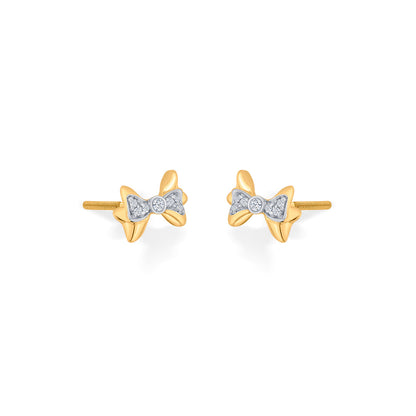 Petite Bow Diamond & Gold Stud Earrings for Women
