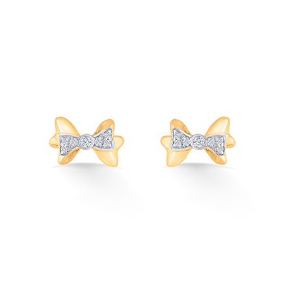Petite Bow Diamond & Gold Stud Earrings for Women