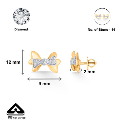 Petite Bow Diamond & Gold Stud Earrings for Women