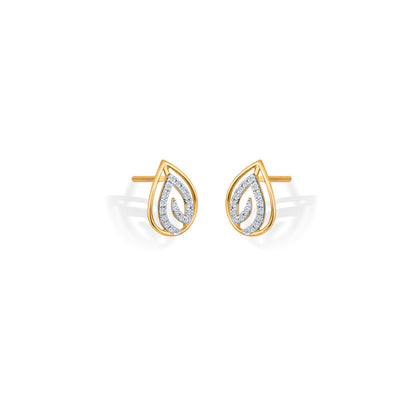 Dew Shine Diamond & Gold Stud Earrings for Women