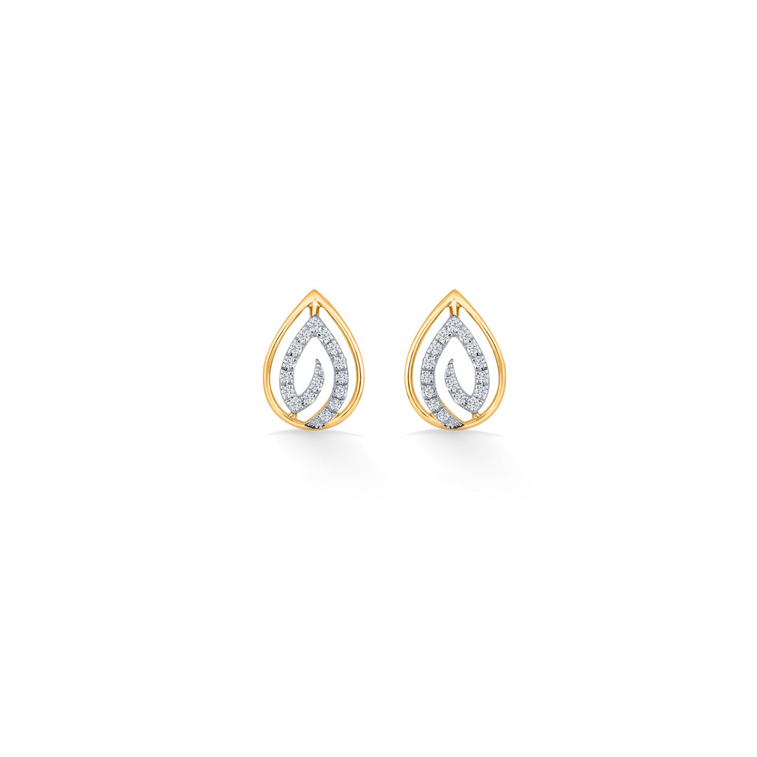 Dew Shine Diamond & Gold Stud Earrings for Women