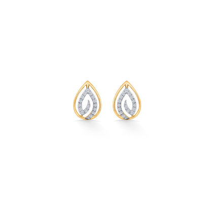 Dew Shine Diamond & Gold Stud Earrings for Women