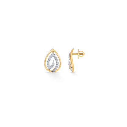 Dew Shine Diamond & Gold Stud Earrings for Women