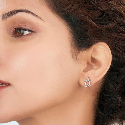 Dew Shine Diamond & Gold Stud Earrings for Women