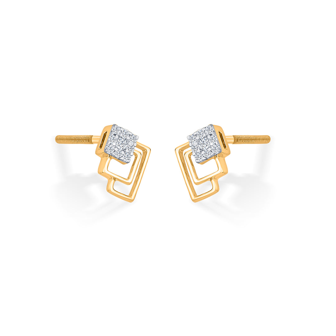 Layered Glow Diamond & Gold Stud Earrings for Women