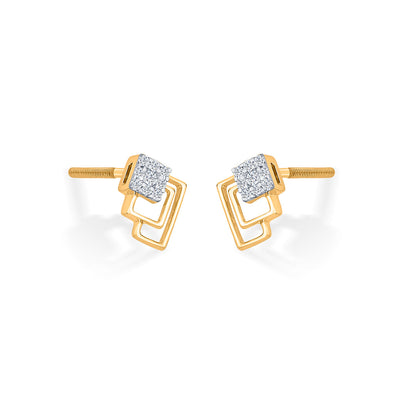 Layered Glow Diamond & Gold Stud Earrings for Women
