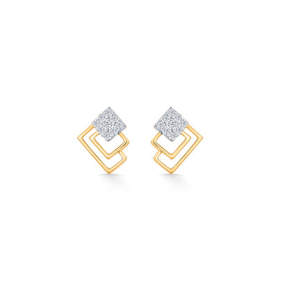 Layered Glow Diamond & Gold Stud Earrings for Women