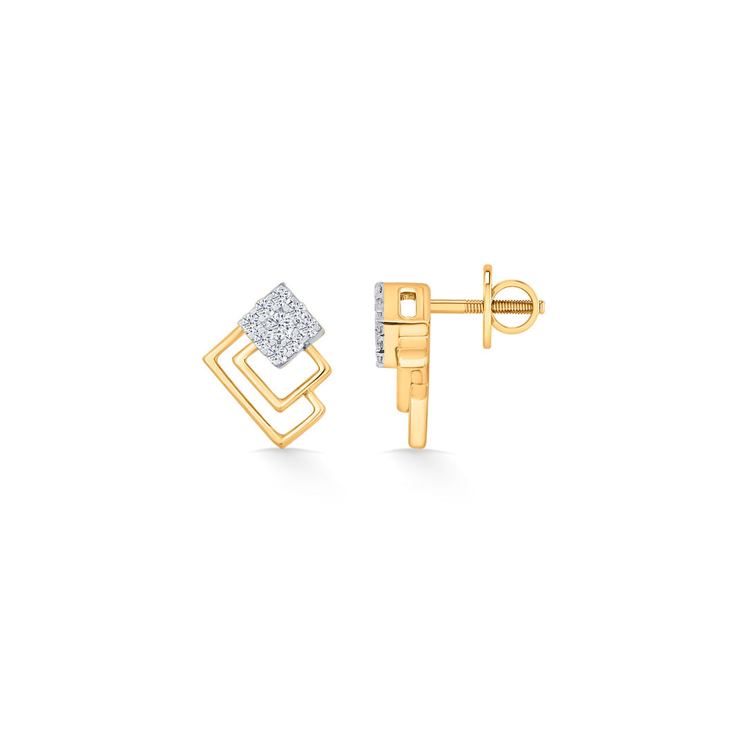 Layered Glow Diamond & Gold Stud Earrings for Women