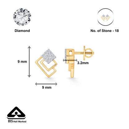 Layered Glow Diamond & Gold Stud Earrings for Women