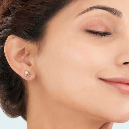 Layered Glow Diamond & Gold Stud Earrings for Women