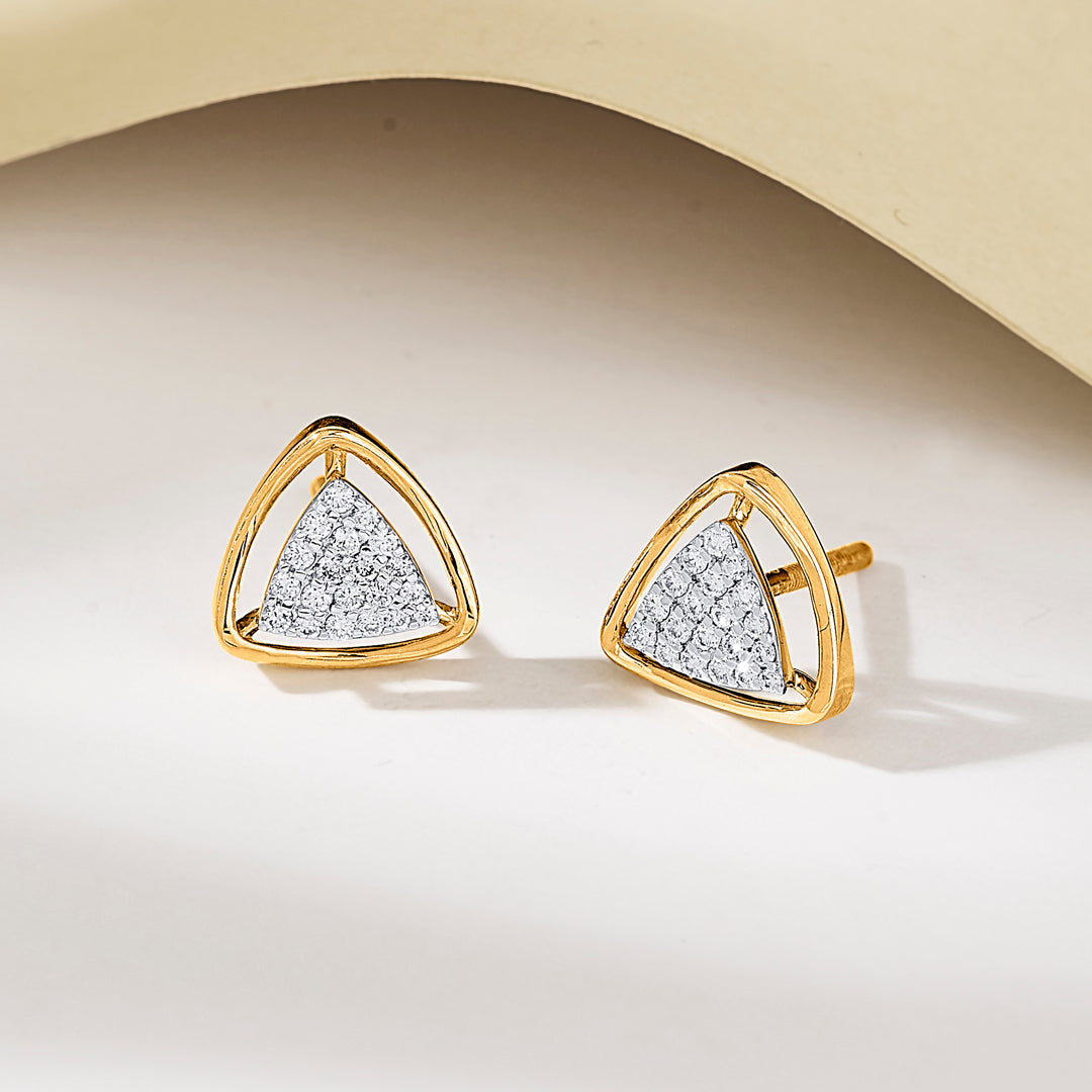 Nova Trio Diamond & Gold Stud Earrings for Women