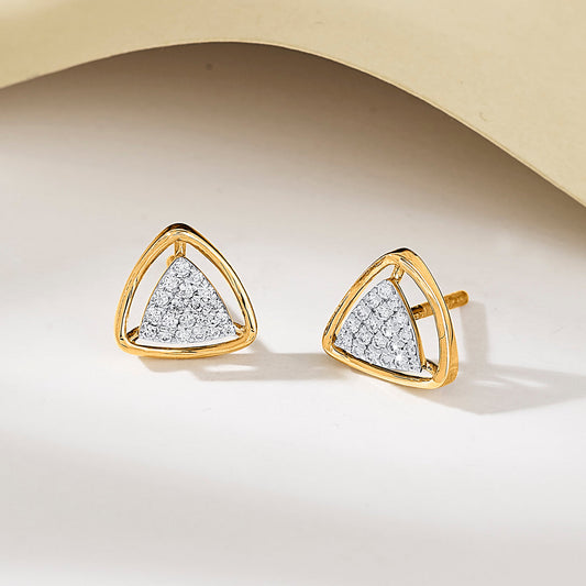 Nova Trio Diamond & Gold Stud Earrings for Women