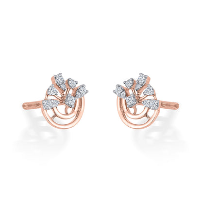 Crown Radiance Diamond & Gold Stud Earrings for Women